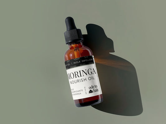 Moringa hair oil for scalp nourishment, strengthening strands, and supporting natural hair growth